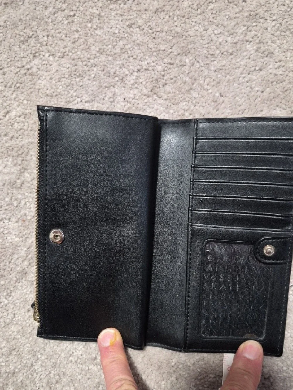 kate‎ spade Black Pebbled Leather Continental Wallet with Gold Logo